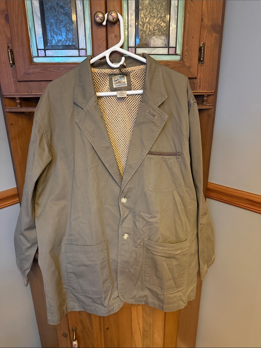 TravelSmith Men's XL Cotton Travel Blazer Jacket Khaki Tan Mesh Lined